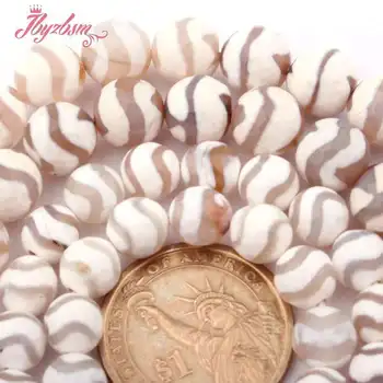 Okrúhle Biele Tvárou Vlna Prúžok Oheň Agates Kameň Dištančné Guľôčok pre DIY Príslušenstvo Ženy Muži Náhrdelník Náramok Šperky Robiť 15