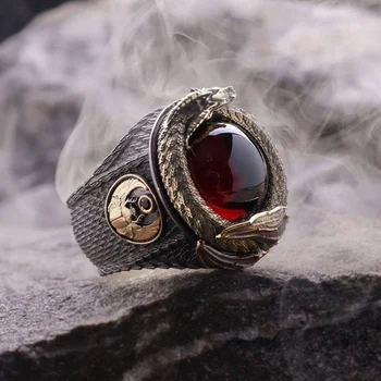 Klasické Mužov Dragon Krúžok Šperky, Módne Punk Štýl Phoenix Red Crystal Prstene Pre Mužov Najlepší Darček, Aký Retro Panovačný Dragon Krúžok