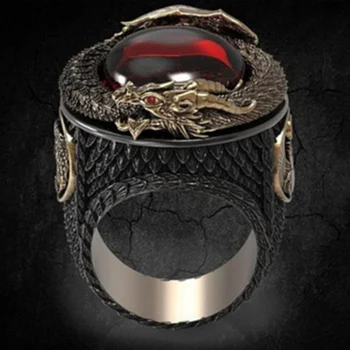 Klasické Mužov Dragon Krúžok Šperky, Módne Punk Štýl Phoenix Red Crystal Prstene Pre Mužov Najlepší Darček, Aký Retro Panovačný Dragon Krúžok