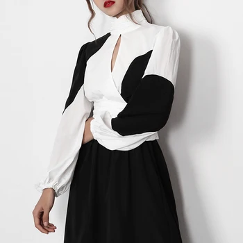 Ženy vintage patchwork letné Top Shirt Žena 2021 elegantné Topy Blusas Roupa