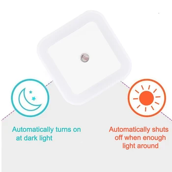 PATIMATE EÚ a USA Plug LED Nočné Osvetlenie Mini Square Svetelný Senzor Kontrolky Schodisko Lampa Dieťa Obývacej izby, Spálne Dekorácie