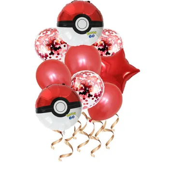 9pcs Pokémon Pikachu Hliníkové balón Sequin latex Detí, narodeniny, party dekorácie detskej izby Stenu rozloženie Balón hračka