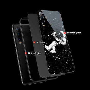 Luxusné Sklenené Funda Prípade Huawei P30 P40 P20 P Smart 2020 2019 Česť 30 30-tych rokov 20 10 Mate 40 30 20 Lite Pro Kryt Mesiac Astronaut