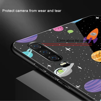 Luxusné Sklenené Funda Prípade Huawei P30 P40 P20 P Smart 2020 2019 Česť 30 30-tych rokov 20 10 Mate 40 30 20 Lite Pro Kryt Mesiac Astronaut