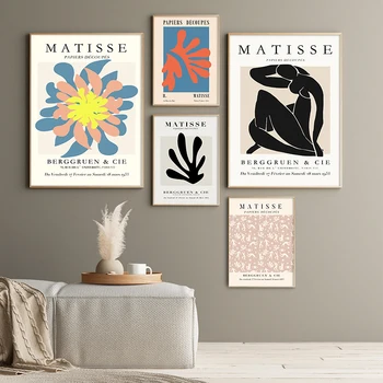 Moderné Remake Tlač Henri Matisse Výstava Plagát Prašnom Ružové Steny Umelecké Plátno na Maľovanie Abstraktné Obrázky pre Obývacia Izba Dekor