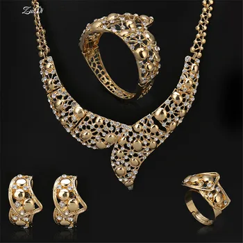 2021 Milosť Veľký Vyhlásenie Šperky Set Veľkoobchod Nigérijský Svadobné Žena Príslušenstvo Šperky Set Dar Zlata Farebné Šperky Set