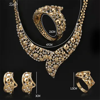 2021 Milosť Veľký Vyhlásenie Šperky Set Veľkoobchod Nigérijský Svadobné Žena Príslušenstvo Šperky Set Dar Zlata Farebné Šperky Set