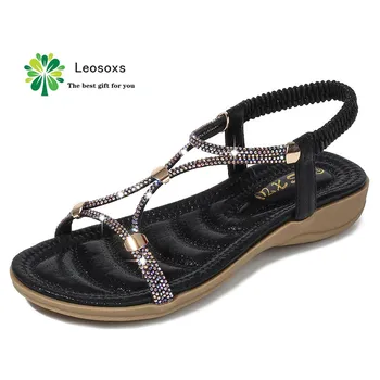 2021 nové sandále diamond elastické ležérne módne ploché dno plážové sandále ženy platforma topánky sandále pre ženy 2021 bling