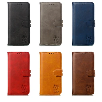 Jednofarebné Kožené Peňaženky Mačka Puzdro Pre Samsung Galaxy Note 9 10 20 S6 Okraji S7 S8 S9 S10 S20 Ultra J4 J6 Plus M10 M20 Flip Cover