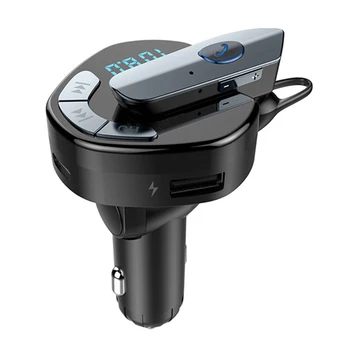 Auto FM Vysielač Bluetooth, MP3 Prehrávač s Headsetom Podpora TF Kariet USB Nabíjačka EM88