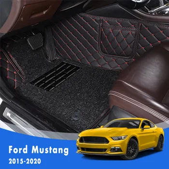 Pre Ford Mustang 2020 2019 2018 2017 2016 Luxusné Dvojvrstvové Drôtené Slučky Auto Podlahové Rohože Koberce Auto Interiéru Protector