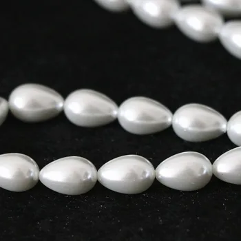 Nové imitácia waterdrop slza shell simulované-pearl white a smotana, biele 5x7mm 7x9mm 9x13mm šperky čo 15inch B1079