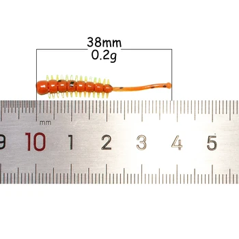 Mäkké Návnady Micro Jedlé Silikónové Návnadu Hiroko Caterpillar 38mm 0.2 g 10pcs Prípravok Hlavu Drop Shot Kapor Lietať Rock Rybárske Návnad