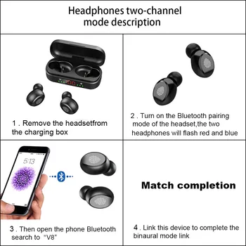 TWS Bezdrôtové Slúchadlá Bluetooth 5.0 Slúchadlá 9D Basy Stereo Vodotesné Slúchadlá Handsfree Headset S Mikrofónom Plnenie Prípade