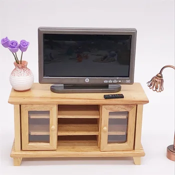 1:12 domček pre bábiky TV s Diaľkovým ovládaním Miniatúrne Nábytok Dekor Modelu Deti Hrať Hračka