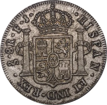 Mexiko 1815 Vojna Lndependence Čile 8 Reales Cupronickel Pozlátené Strieborné Kovové Mince Obchod So Darček Zberateľské Mince