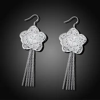 925 Sterling Silver Šperky pre Ženy módne Šperky strapec, Kvety náušnice Valentín Darčeky Trendy odporúčanie