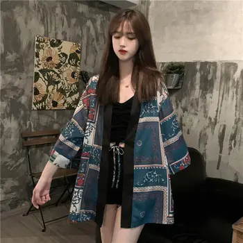 XEJ Top Kimono Šifón Blúzka pre Ženy Jar Leto 2021 Ženy Móda Blusas Elegantes Vintage Oblečenie s Načechraný Rukáv