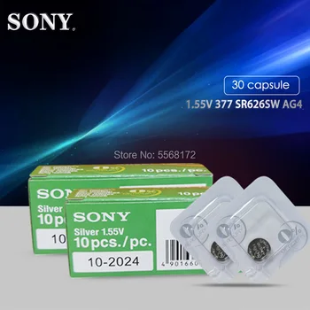 30pc Nový Singel zrno balenie Sony Originálne 377 SR626SW SR626 AG4 1.55 V Oxid Strieborný Sledovať SR626SW 377 VYROBENÉ V JAPONSKU