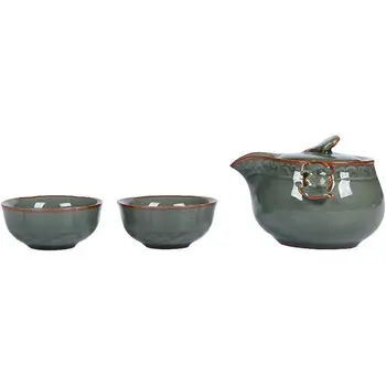 Čína Longquan Celadon Prenosné Kung Fu Čaj Nastaviť Pot a Dve Šálku Čaju Teacup Celadon Longquan Teapots Čaj Hrniec