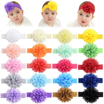 20pcs/veľa kórejský Módne Kvet Široký hlavový most Dievča Duté Textílie Kvety Hairbands Deti Dievča Novorodenca Vlasy Príslušenstvo 024