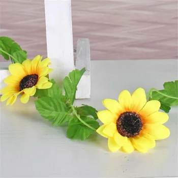 Umelé Žlté Slnečnice Garland Kvet Viniča Svadobný Kvetinový Oblúk Dekor Hodváb Kvetinová Výzdoba