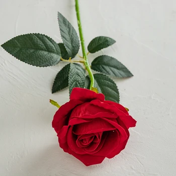 1Pc Umelého Hodvábu Červené Ruže Pobočky Svadobné Svadobné Doplnky Kvetinový Aranžmán Pre Domáce Stranu Dekoratívne Kvety, Umelé Rastliny