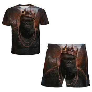 Deti Šortky Nastaviť King Kong Godzilla vs - T-Shirts Set pre Chlapcov, Dievčatá v Pohodě Tee Vyhovovali Lete Krátky Rukáv Sady Detí Dieťa Oblečenie