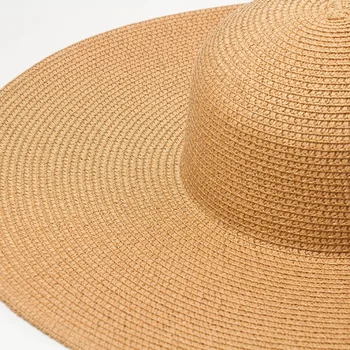 Letné Farbou Slamený Klobúk Ženy Veľké Široké Pozdĺž Pláže Hat Jednoduchý Skladací Slnko Klobúk opaľovací Krém Odolný voči UV ľiareniu Panama Slnko Spp