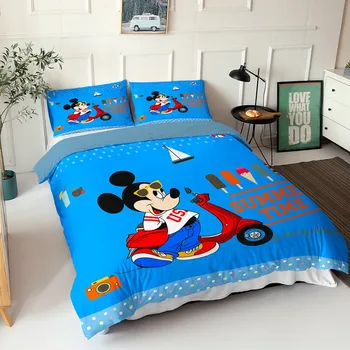 Karikatúr Disney Mickey Minnie Mouse posteľná bielizeň Nastaviť Nordic Spálňa Výzdoba detskej Izby Jednotného Twin Kráľovná King Size Všetky Sezóny