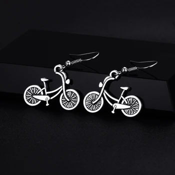 Moderný Retro Bicyklov Tvar Visieť Starožitné Strieborné Pozlátené Náušnice pre Ženy, Dievča Retro Drop Náušnice Roztomilý Náušnice Šperky