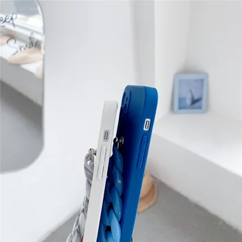 Originálne silikónové farbou Telefón puzdro pre iPhone 11 12 Pro Max X XS XR 7 8 plus SE2 doplnky, módne Zápästie ruky, kryt Reťaze