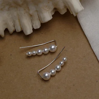 Kórejský Štýl Nepravidelný Pearl Horolezec Crawler Stud Náušnice Pre Ženy Elegantné Perličiek Earcuff S Piercing Šperkov