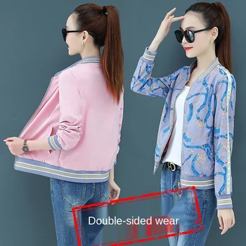 Na jar a na jeseň nový štýl 2021 kórejský bežné obojstranná bunda tenké krátka srsť žien top trend