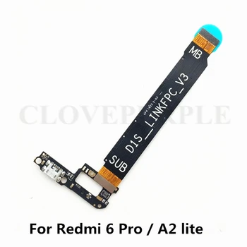 Pre Xiao Redmi 6 Pro USB Nabíjanie Nabíjačky Palube & Doske Doske základná Doska Pripojenia Line Flex Kábel Pre Mi A2 Lite