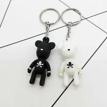 1 pár Roztomilé Mäkké plastové PVC keychain prívesok hračky Black a white bear osobnosti dizajn Pár Mobilný telefón taška na príslušenstvo