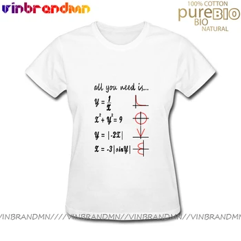 Letné Tee Topy Všetko, čo potrebujete, je láska Matematika Grafické Tričko Pre Ženy, Krátky Rukáv, O-Krku Bežné Dámy Tee Tričko Camiseta Mujer