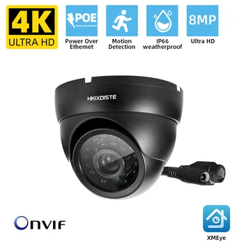 HKIXCISTE 4K 8MP POE IP Kamera, Vonkajšie Nepremokavé CCTV Dome Kamera, Detekcia Pohybu ONVIF Pre PoE NVR Tvár Záznam, Vzdialený Pohľad