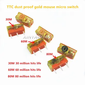 50Pcs TTC prachotesný gold series myš s mikro spínač, 3 Pin zlato stykač 30 M 60 M 80 miliónov kliknutí životnosť tlačidlom myši prepnúť