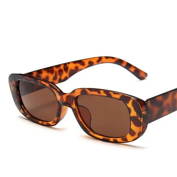 Ženy Obdĺžnik Vintage Leopard Slnečné Okuliare Značky Dizajnér Lupa 