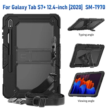 Deti Bezpečnej Silikónové puzdro pre Samsung Galaxy Tab S7 Plus 2020 Odolný Kryt T970 T975 Shockproof Prípade s Popruhom cez Rameno+Pero