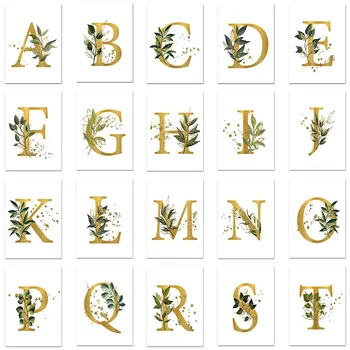 Gold List 5D DIY Diamond Maľovanie Cross Stitch Meno List Plný Vrták Mozaiky Výšivky Obraz Drahokamu Domova