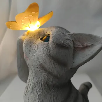 Nové Záhrady Solárny Motýľ Mačka Svetlo Vonkajšie Zvierat Socha Mačky Remesiel Ornament Záhradné Lampy, Terasa Dvore Trávnik