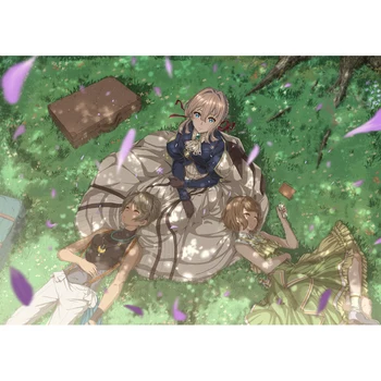 Výšivky 5D Diamond Fialová Evergarden Cross Stitch Domova Japonské Anime Úlohu Plné Kolo Vŕtať Obrázok Ručné Nástenné Art