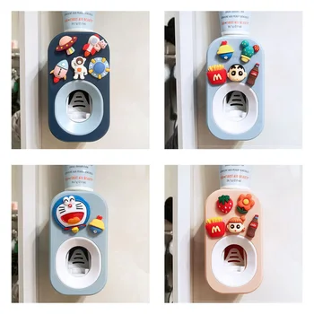 Cartoon Automatické zubná pasta Squeezer Rozprašovač pre Deti a Rodina Sprcha Wall Mount kúpeľňové Doplnky s Super Nálepky