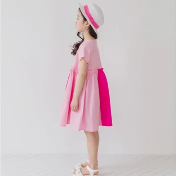 2021 Nové Kórea Deti Oblečenie Dievčatá Šaty Bavlna Deti Patchwork Oblečenie Ruched Roztomilé Dieťa Princezná Šaty 4 Do 14 Rokov, #6136
